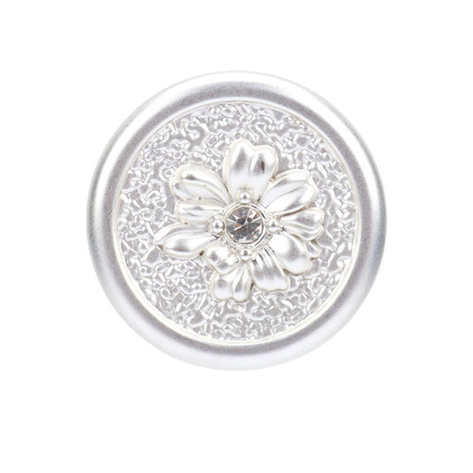 23mm Silver Chrysanthemum Rhinestone Metal Buttons for Fashion Outerwear 8pcs