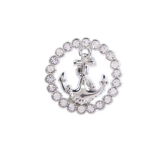 Women Fashion Round Hollow Anchor Rhinestone Metal Shank Buttons 12pcs