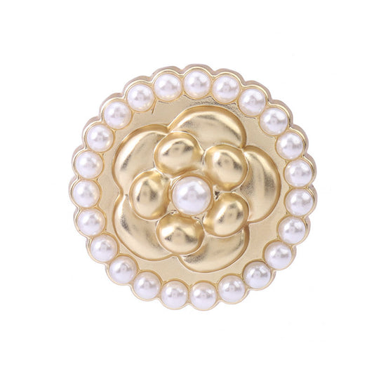 17.5-23mm Round Golden Metal Flower Pearl Button 12pcs