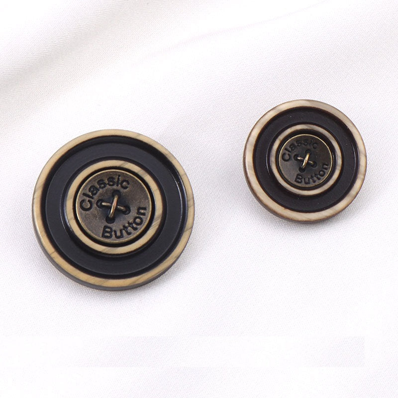 Classic Bronze Colored Resin Metal Shank Buttons for Woolen Coats 12pcs