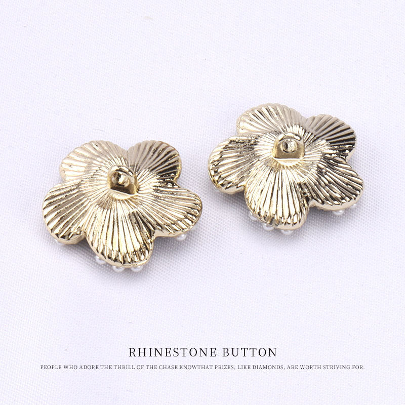 18-23mm Black Gold-Edged Floral Pearl Button for Women's Coats 12pcs