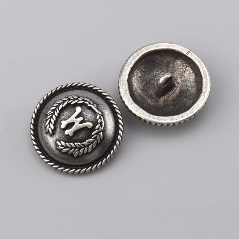 Botões de Metal Prateado Vintage Ecológicos Coreanos 17.5/22.5mm com Pinos 3pcs