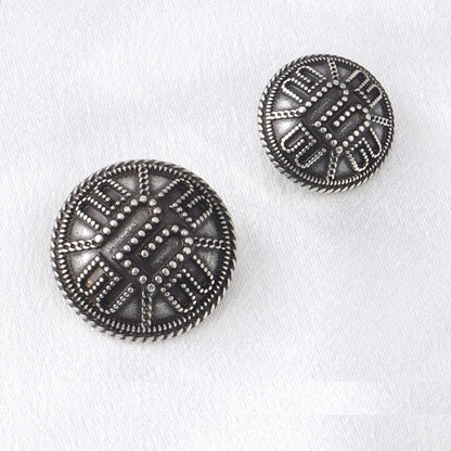 Botões de Liga Vintage Dourados e Prateados com Pinos Padrão Geométrico 18/23mm 3pcs