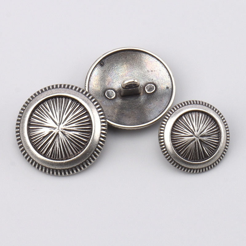 17.5/22.5mm Vintage Matte Silver Metal Shank Buttons for High-End Suit Jackets 3pcs