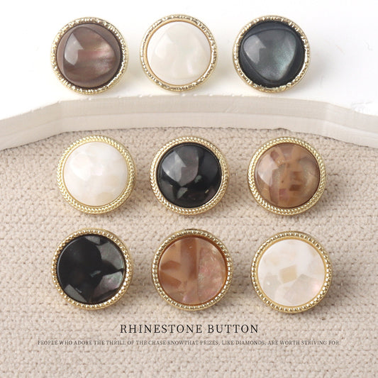 Boutons en résine métallique dorée de 11 mm avec éclat de perle pour chemises en chiffon pour femmes