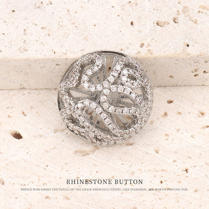 Hollowed Flower-Shaped Zircon Diamonds Copper Button 2db