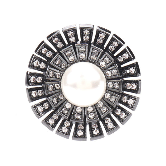 1 Inch Gunmetal Zircon Pearl Copper Button for Woolen Coats 2pcs