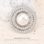 Double Ring Pearl and Zircon Copper Button for Coats 2pcs