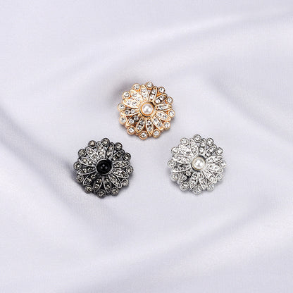 Botones de perlas con forma de girasol de 25 mm y strass para blazers de mujer 4 piezas