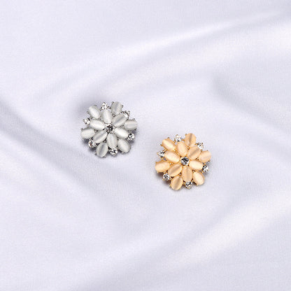 27mm Gold Silver Metal Rhinestone Crystal Buttons for Women's Fur Jackets 2pcs