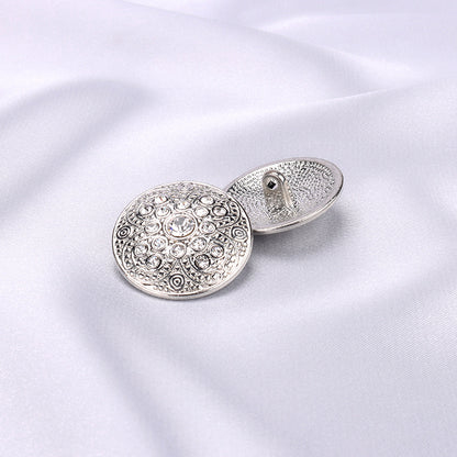 25mm Gull Sølv Rhinestone Metall Knapper for Kvinner Blazere 5stk