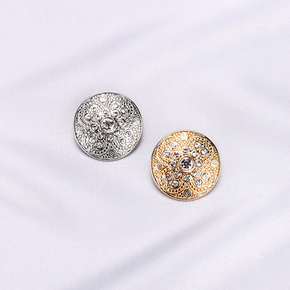 25mm Golden Silver Rhinestone Metal Shank Buttons for Women Blazers 5pcs