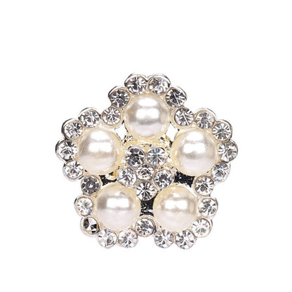 19mm Rhinestone and Pearl Shank Buttons for Women's Coats Dresses 3pcs 