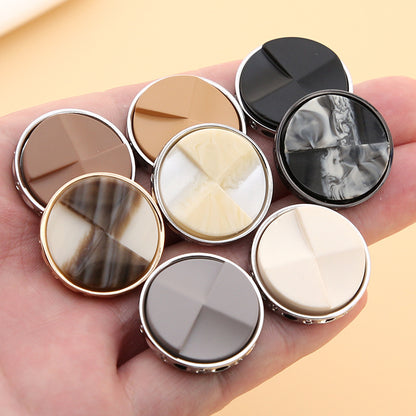 Black Brown Fan Shaped Two Tone Resin Metal Shank Buttons 20 Pack