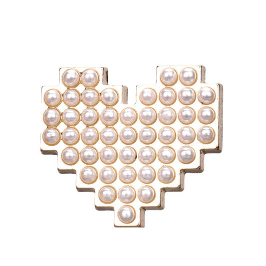 12.5/15/23mm Heart-Shaped Pearl Metal Rhinestone Button 15 Pack