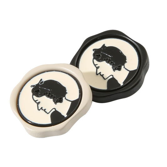 Boutons en résine et métal noir et blanc pour portrait féminin de 18/23/25 mm, paquet de 15.