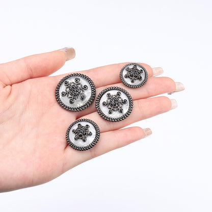 Boutons ronds en métal doré et noir avec strass de 18/20/23/25 mm, 10 pièces