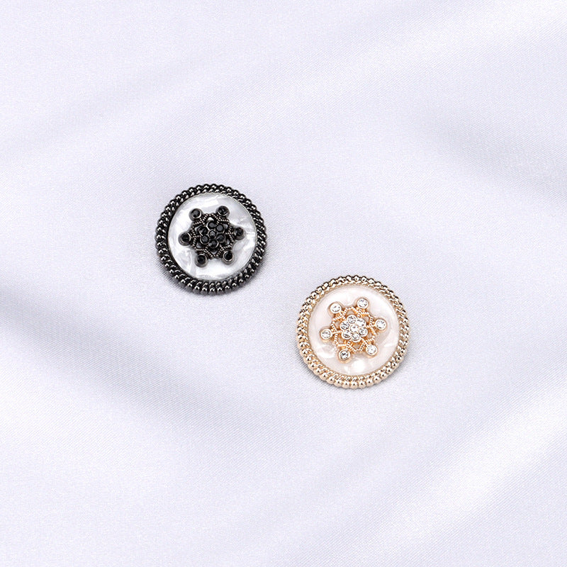 Boutons ronds en métal doré et noir avec strass de 18/20/23/25 mm, 10 pièces