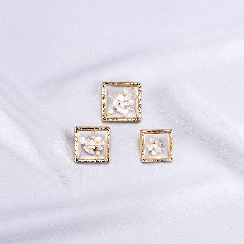 15-22mm Fashion Coat Square Metal and Shell Buttons 12pcs