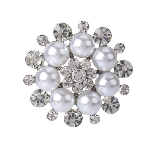 30mm Pearl Diamond Hand-Sewn Button Metal Base with Shank 3pcs