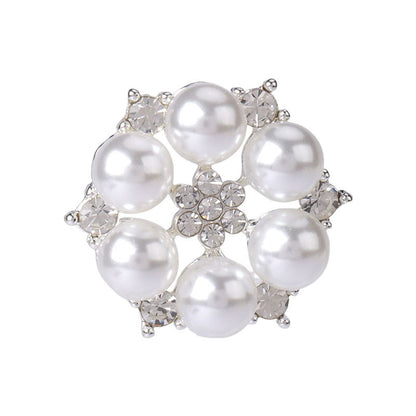 Bouton en métal perle en strass de 28 mm pour manteaux en fourrure haut de gamme 4 pièces