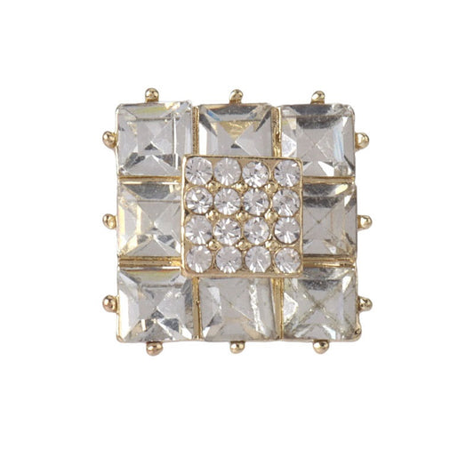 18mm Golden Silver Square Rhinestone Metal Buttons for Women Outerwear 2pcs