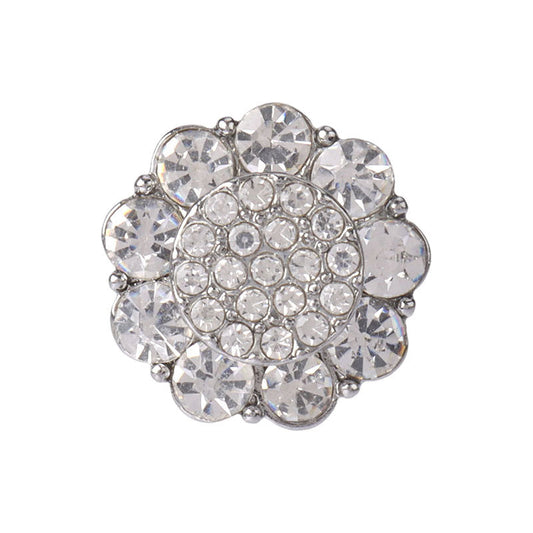 20mm Bottoni in Metallo con Chiodo, a Forma di Fiore, in Argento Dorato Lucido con Strass, 4 pezzi