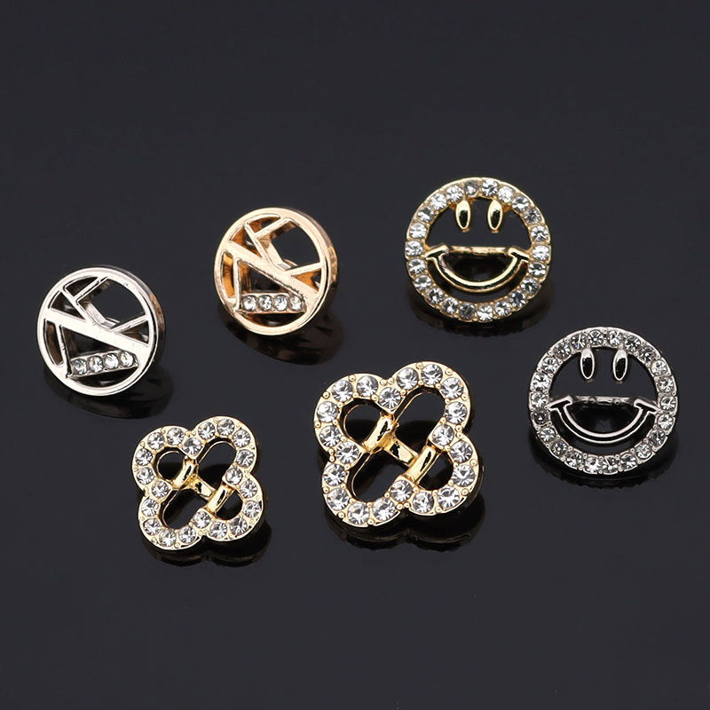 Circle Shaped Hollow Metal Rhinestone Buttons for Shirts Knit Cardigan 20pcs