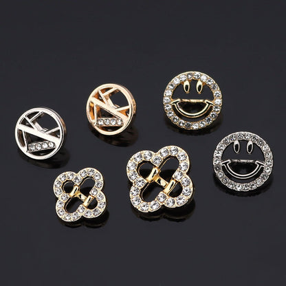 Circle Shaped Hollow Metal Rhinestone Buttons for Shirts Knit Cardigan 20pcs