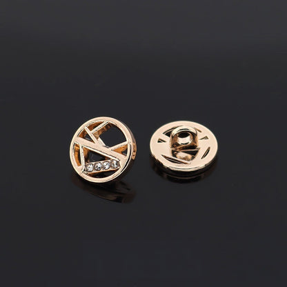 Circle Shaped Hollow Metal Rhinestone Buttons for Shirts Knit Cardigan 20pcs