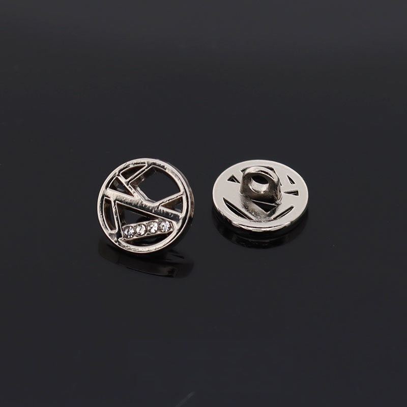 Circle Shaped Hollow Metal Rhinestone Buttons for Shirts Knit Cardigan 20pcs