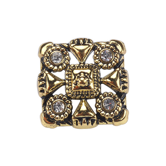 Square Vintage Bronze Metal Rhinestone Buttons for Trench Coats 12pcs