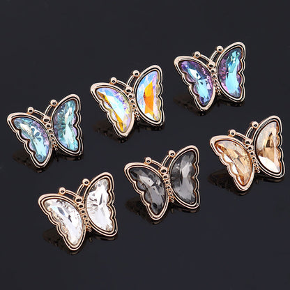 16/23mm Butterfly Shaped Colorful Metal Rhinestone Shank Buttons 10pcs