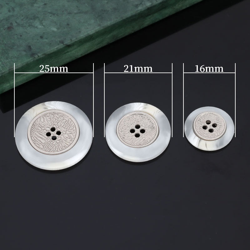 Botões de Metal em Resina Bicolor de 16/21/25mm com Quatro Furos para Casacos - Pacote de 15