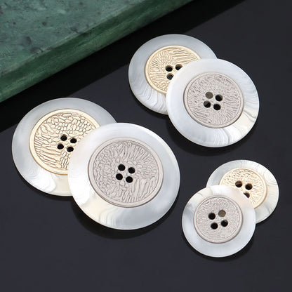 Botões de Metal em Resina Bicolor de 16/21/25mm com Quatro Furos para Casacos - Pacote de 15