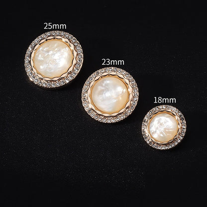 Botões Redondos de Metal com Diamante Dourado de 18/23/25mm para Fatos 10pcs