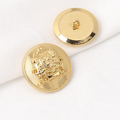 15-25mm British Style Solid Double Lion Retro Gold Thickened Metal Shank Buttons 10pcs