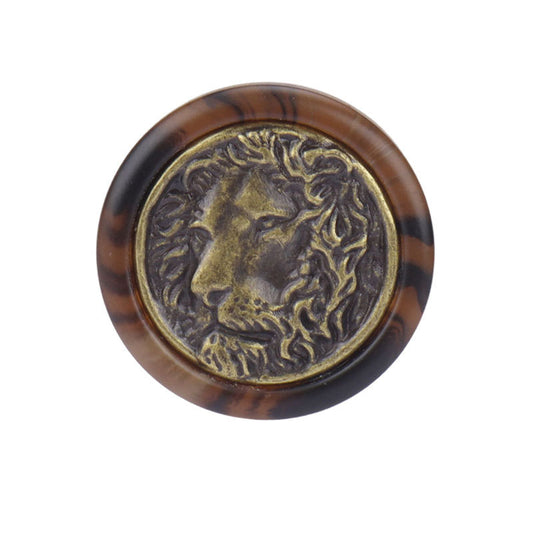 Vintage Lion Head Metal Resin Combined Buttons for Outerwear 20 Pack