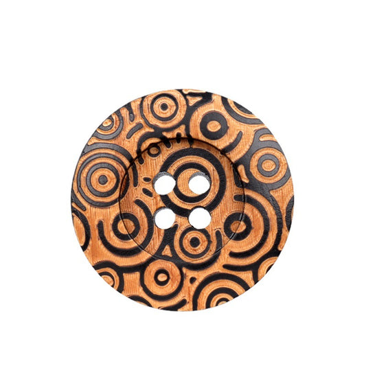 11.5/25mm Round 4 Hole Painted Laser Carved Tiger Stripe Poplar Wood Buttons