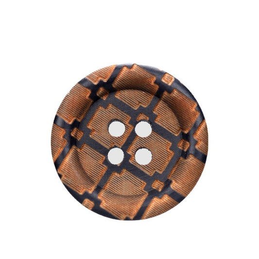 Boutons en bois vintage en finition navy, gravés au laser, motif rond 4 trous, 40 pièces