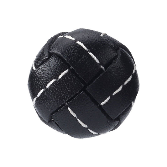 Hand-Woven Black Stitched Genuine Leather Football Coat Buttons 5pcs