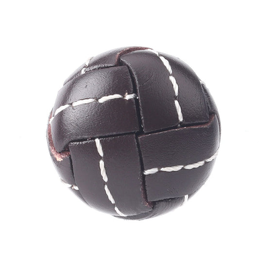 Hand-Woven Coffee Stitched Genuine Leather Football Coat Buttons 5pcs