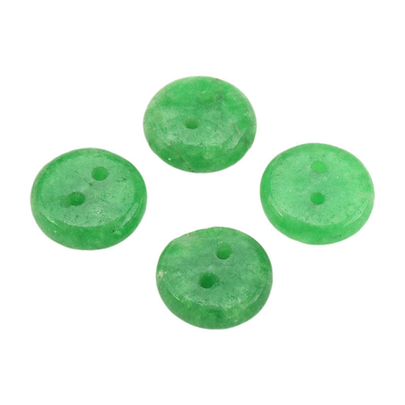 Botões de Jade Natural Verde Esmeralda Redondos de 12mm com Duas Furos para Hanfu Cheongsam 8pcs