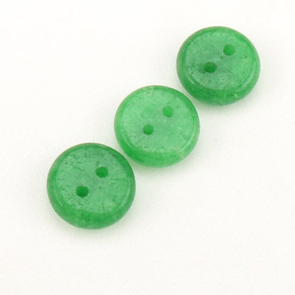 Boutons en jade naturel vert émeraude ronds à deux trous de 12 mm pour Hanfu Cheongsam 8 pièces