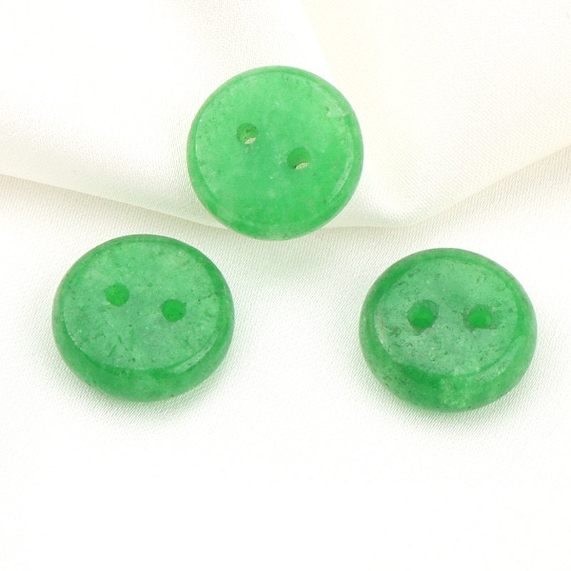 Boutons en jade naturel vert émeraude ronds à deux trous de 12 mm pour Hanfu Cheongsam 8 pièces