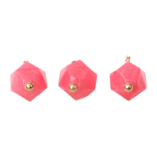 10mm Colorful Natural Multi-Faceted Jade Buttons with Gold Studs 20pcs