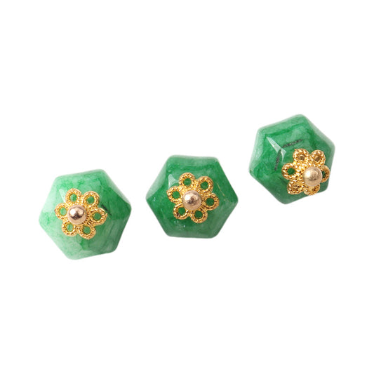 Botões de Jade Natural Colorido em Forma de Poliedro Geométrico de 11mm 10pcs