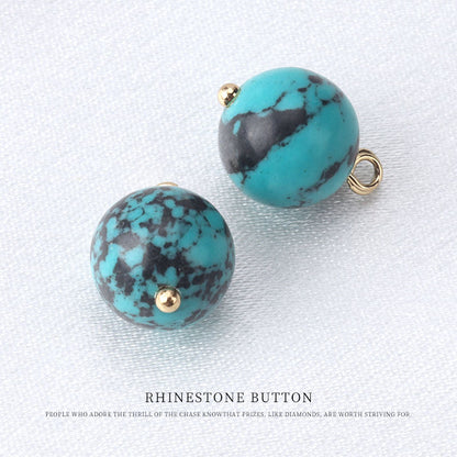 10mm Chinese Blue Turquoise Round Bead Button for Tang Suit Qipao