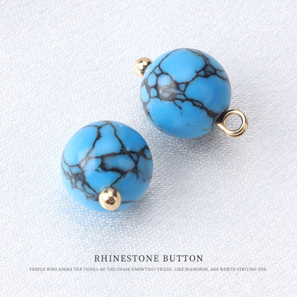 Bouton rond en turquoise bleue chinoise de 10 mm pour costume Tang Qipao