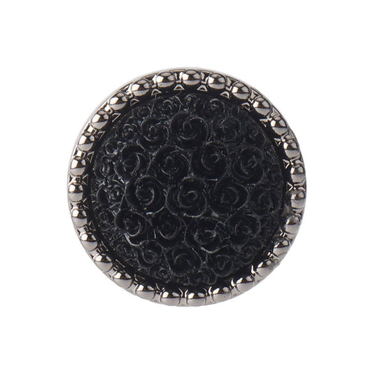 25mm Round Black Flower High-Stem Plastic Button 25pcs